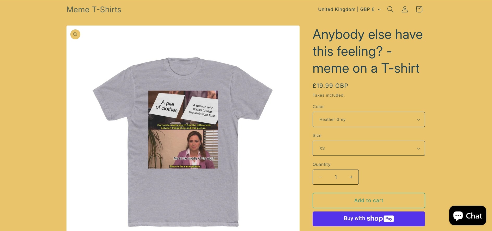 T-shirt shop Screenshot